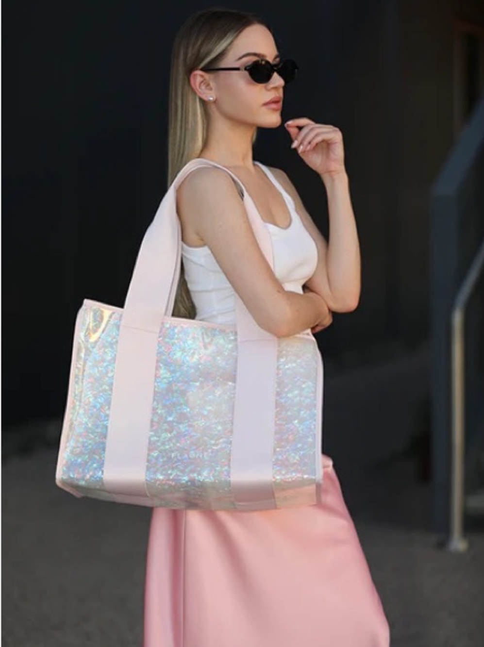 NWT Flaunt Pink Opal Iridescent Pink Jelly Tote Bag